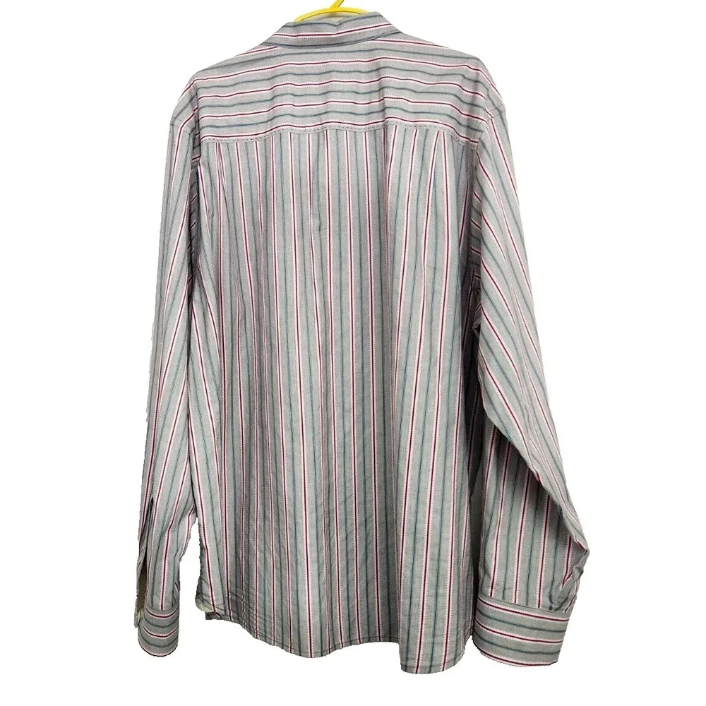 Tommy Bahama Striped Dress Shirt Men's XL Gray Cotton Long Sleeve Button Up - Picture 6 of 7